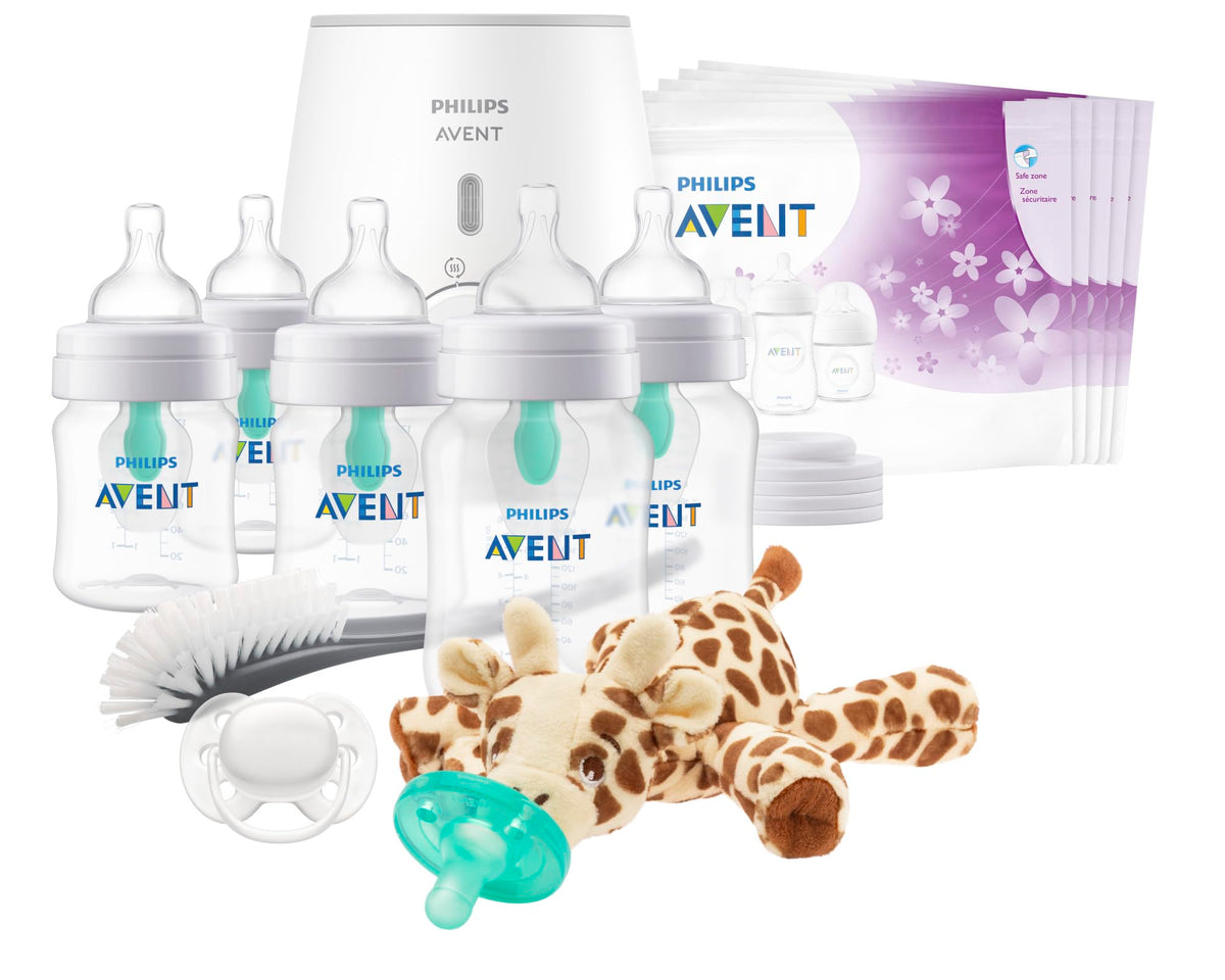Philips Avent Anti-colic Baby Bottle with AirFree Vent All In One Gift Set, SCD308/01, White