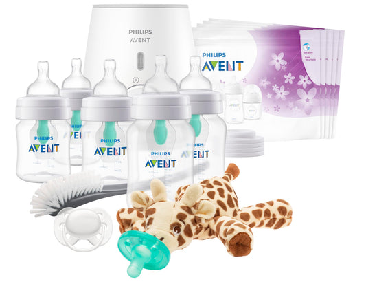 Philips Avent Anti-colic Baby Bottle with AirFree Vent All In One Gift Set, SCD308/01, White