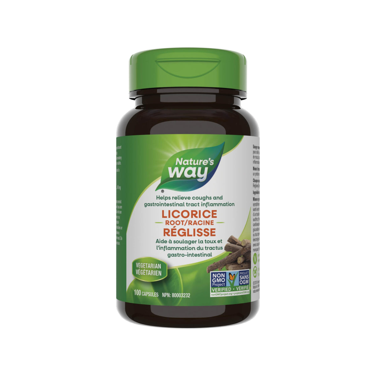 Nature's Way Licorice Root – Expectorant for Coughs/Bronchitis – Supports GI Tract Inflammation Relief – Vegetarian, Non-GMO – 100 Capsules