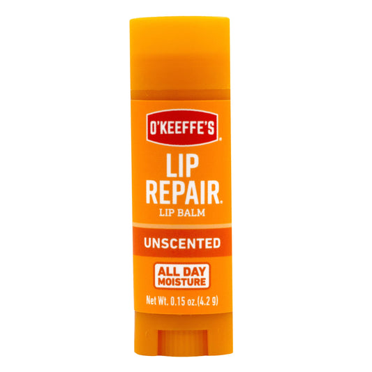 O'Keeffe's Lip Repair Balm, Unscented Stick, Unflavored, Soothes Dry Cracked Lips, All-Day Moisture, 0.15 oz, Pack of 1
