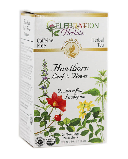 Celebration Herbals Organic Hawthorn Leaf & Flower Tea – Organic, Kosher (24 teabags - 36g) | Crataegus oxyacantha Herbal Tea | Sweet and Slightly Bitter, Valued in Herbal Traditions