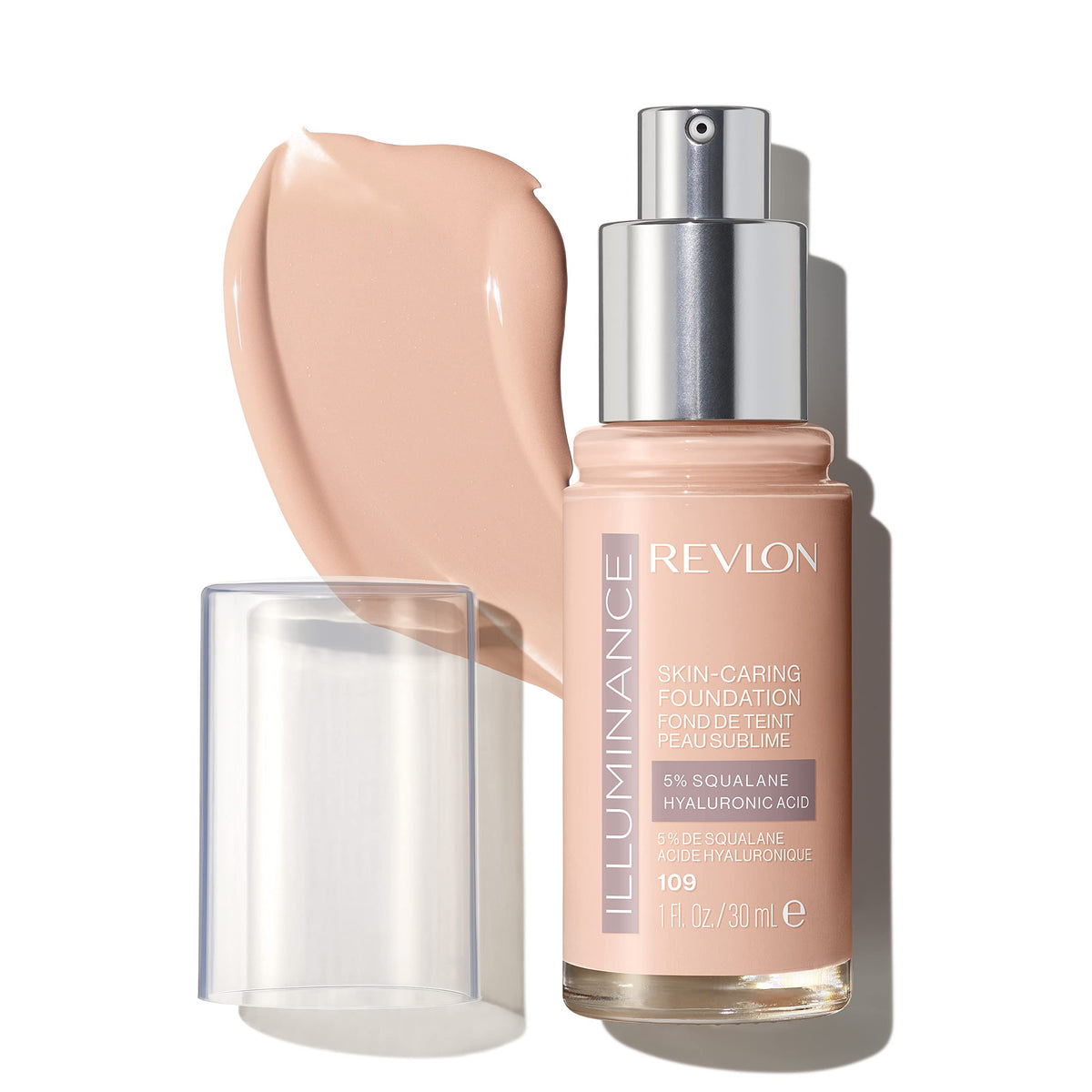 Revlon Illuminance Skin-Caring Liquid Foundation, Hyaluronic Acid, Hydrating and Nourishing Formula with Medium Coverage, 109 Light Ivory, 1 fl oz/30ml (Pack of 1)