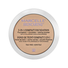 Marcelle Skincaring 3-in-1 Compact Foundation, Classic Ivory, Matte Finish, Buildable Formula, Long-Lasting, Vegan, Cruelty-Free, Hypoallergenic, Talc-Free, Non-Comedogenic, Fragrance-Free, 8.5 g