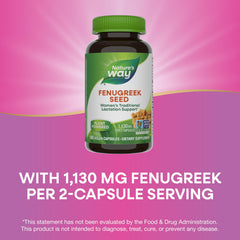 Nature's Way Fenugreek Seed – Breastfeeding Supplement – Lactation Support to Help Mothers Increase Breast Milk Production, Non-GMO - 180 Vegetarian Capsules, Value Size