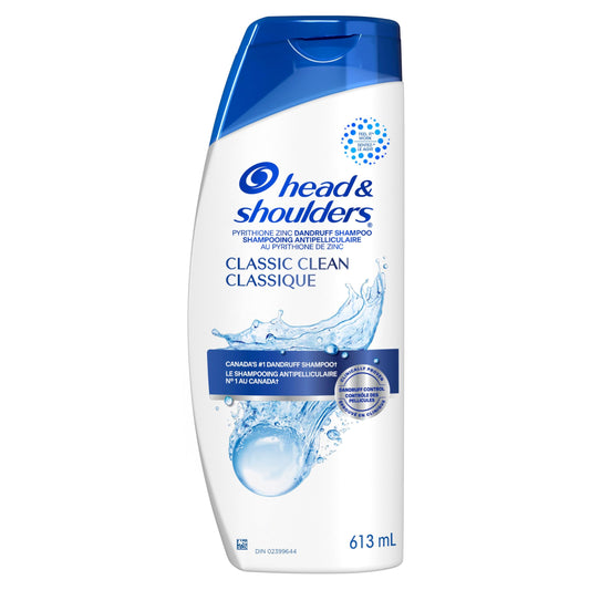 Head & Shoulders Anti-Dandruff Shampoo, 1% Pyrithione Zinc, Flake Control, Classic Clean, Moisturizing, Daily Use, Fresh Scent, 613 mL
