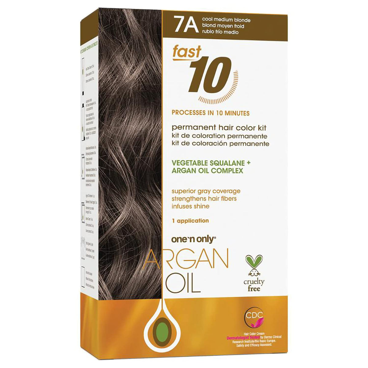 One n' Only One n Only Argan Oil Fast 10 Permanent Hair Color Kit - 7A Cool Medium Blonde Hair Color Unisex 1 Pc