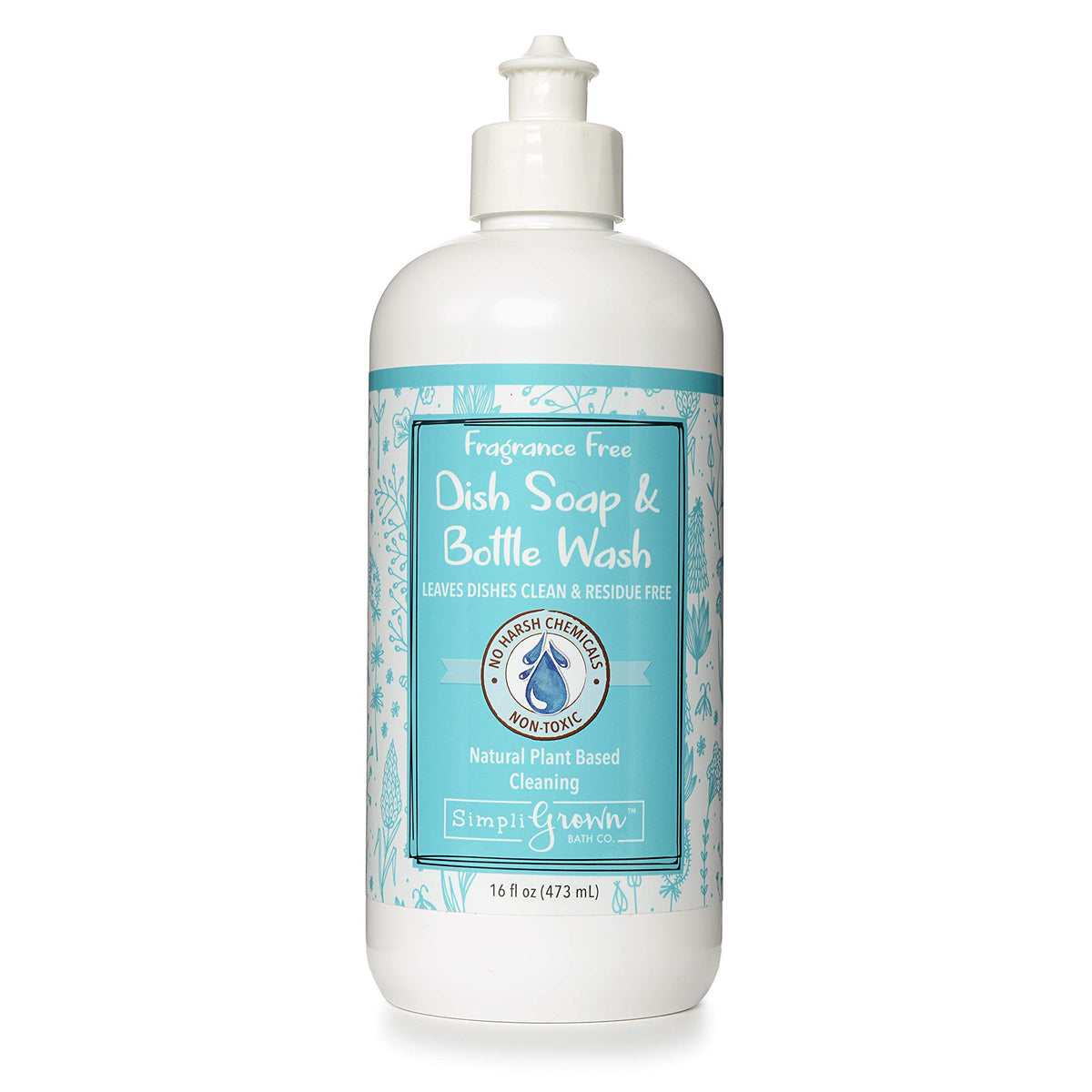 SimpliGrown Bath Co. Natural Sulfate-Free Dish Soap and Bottle Wash, Fragrance Free, 16 Fl Oz