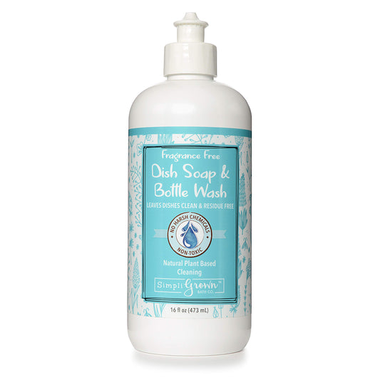 SimpliGrown Bath Co. Natural Sulfate-Free Dish Soap and Bottle Wash, Fragrance Free, 16 Fl Oz