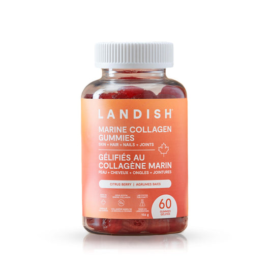 Landish Marine Collagen Gummies – Wild Canadian Marine Collagen, Vitamin C, Magnesium, Zinc & Biotin – Skin, Hair, Nails & Joint Support – No Artificial Colours or Flavours – Made in Canada – 60 Gummies