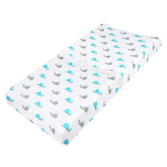 American Baby Company Printed 100% Natural Cotton Jersey Knit Fitted Contoured Changing Table Pad Cover, Aqua Whale, Soft Breathable, for Boys and Girls