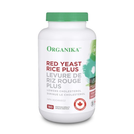Organika Canadian-Made Red Yeast Rice Plus- Plant Sterols, Cholesterol Support- 180vcaps