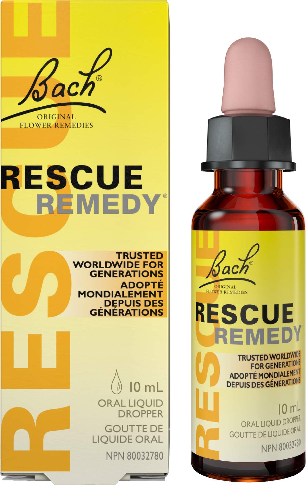 Rescue Remedy Bach RESCUE REMEDY Dropper 10mL, Natural Flower Essence, Vegan, Gluten and Sugar-Free, 10 ml (Pack of 1)