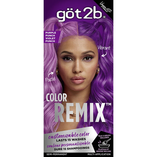 Got2b Color Remix, Customizable Semi-Permanent Hair Colour, Purple Punch 094, 1 Pack/50 ml, Vegan Formula, Lasts up to 15 Washes