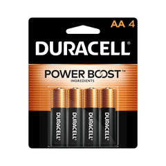 Duracell Coppertop AA Batteries with Power Boost Ingredients, 4 Count (Pack of 1), Double A Battery with Long-lasting Power, Alkaline AA Battery for Household and Office Device