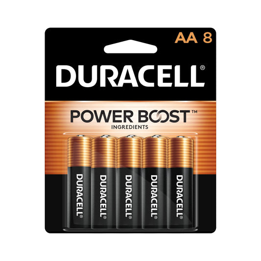 Duracell Coppertop AA Batteries with Power Boost Ingredients, 8 Count (Pack of 1), Double A Battery with Long-lasting Power, Alkaline AA Battery for Household and Office Devices