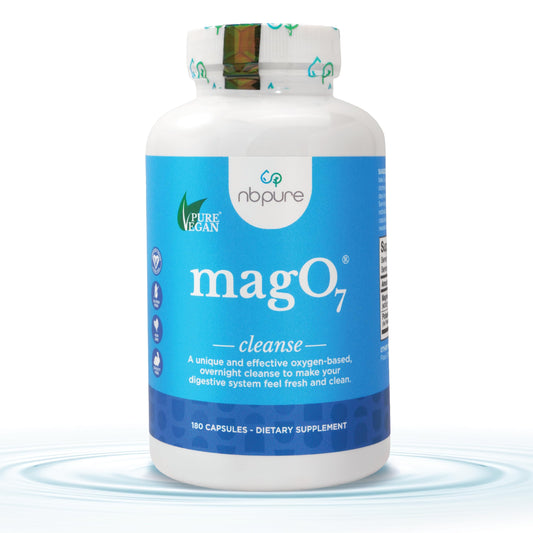 nbpure MagO7 - Natural Colon Cleanse & Detox - Occasional Constipation Relief, Stool Softener, & Bloating Support for Men & Women - Ozonated Magnesium Oxide, 180 Capsules