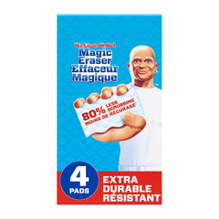 Mr. Clean Magic Eraser Sponge, Extra Durable, All Purpose Cleaner, Cleaning Scrubber, Wall, Sneaker, Kitchen, Bathroom, Shower Cleaner, Cleaning Supplies, Cleaning Pads,4ct