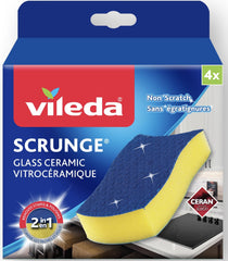 Vileda Scrunge Glass Ceramic Stovetop Sponge (Pack of 4 Sponges) | Non-Scratch Stove Top Cleaner Scrub Sponge