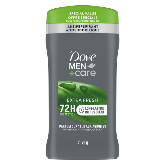 Dove Men + Care Non-Irritant 72H Antiperspirant Deodorant with Vitamin E and 1/4 Moisturizers Extra Fresh 76 g 2 pack