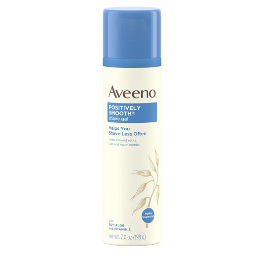 Aveeno Positively Smooth Shave Gel, Vitamin E, Aloe Vera, Soy, Shaving Cream, Hair Removal, allergy tested, 198-grams