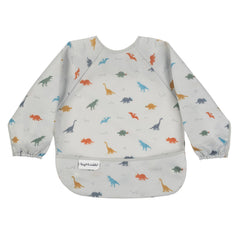 Tiny Twinkle Mess Proof Baby Bib, Long Sleeve Bib Outfit, Waterproof Bibs for Toddlers, Machine Washable, Tug Proof Dinosaur 6-24M