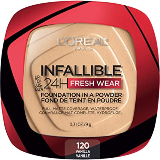 L’Oréal Paris Infallible 24H Fresh Wear In A Powder Foundation, Waterproof Matte Finish, Vanilla 120, 1 Count
