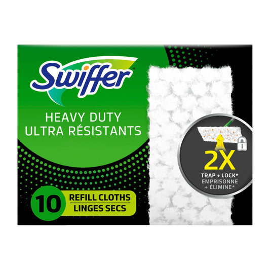 Swiffer, Sweep + Mop, Dry Pads Refill, Floor Cleaner for Dirt, Dust, Hair, Cleaning Cloths for Mopping Home, Bathroom, Kitchen, All Purpose Multi-Surface Floor Wipes, Heavy Duty, Unscented, 10 Count