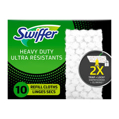 Swiffer, Sweep + Mop, Dry Pads Refill, Floor Cleaner for Dirt, Dust, Hair, Cleaning Cloths for Mopping Home, Bathroom, Kitchen, All Purpose Multi-Surface Floor Wipes, Heavy Duty, Unscented, 10 Count
