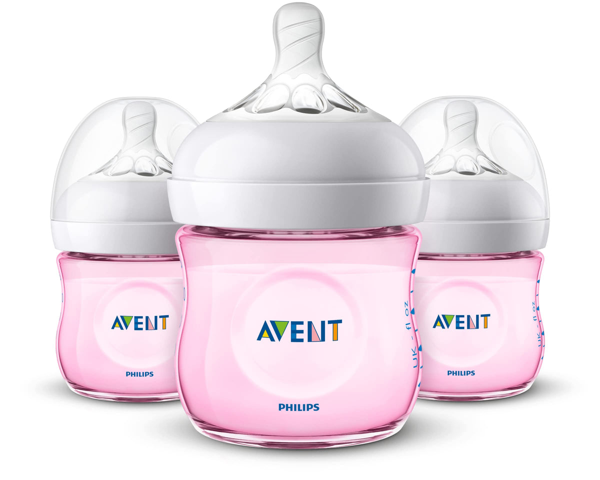 Philips Avent Natural Baby Bottles, Pink, 4oz, 3pk, SCF010/38