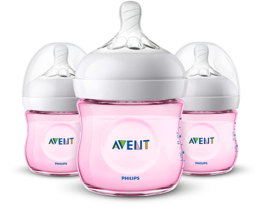 Philips Avent Natural Baby Bottles, Pink, 4oz, 3pk, SCF010/38