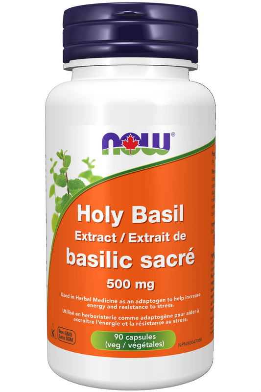 NOW Supplements, Holy Basil Extract 500 mg (Holy Basil is a Sacred Plant in Ayurveda), 90 Veg Capsules