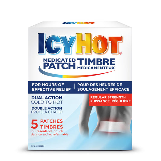 Icy Hot Original Large Pain Patch with Menthol – Targeted Muscle and Joint Pain Relief for Back Neck and Shoulders, Up to 8 Hour Wear, 5 Patches