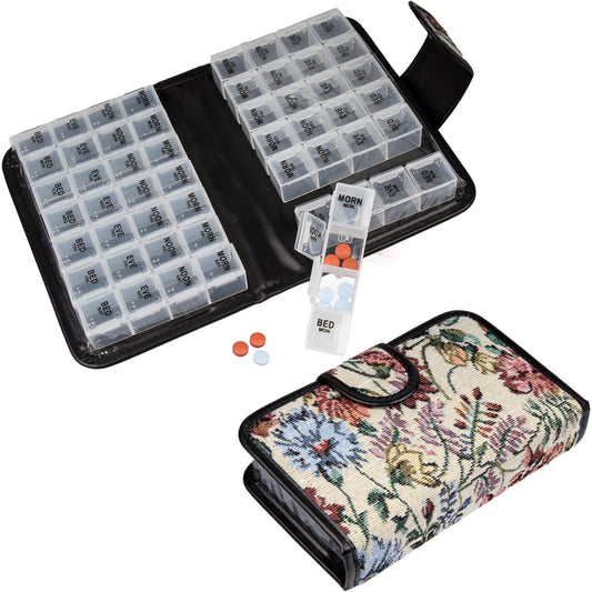 DG Home Goods 14-Day Pill & Vitamin Organizer Booklet 2 Weeks AM/PM 4 Doses A Day Travel Case