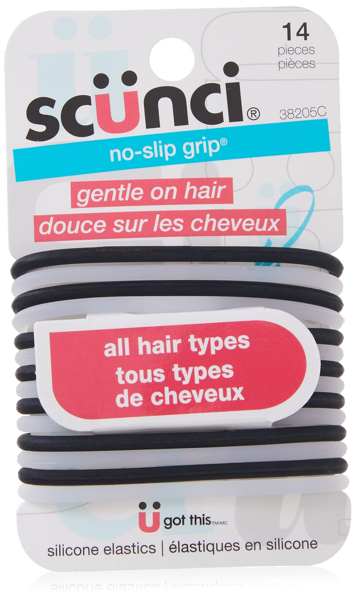 Scunci 14pk Gel Ponytailers W/No-Slip Grip, 14 Count