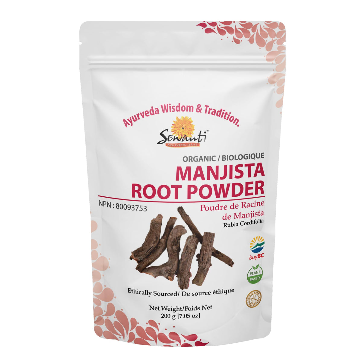 Organic Manjista Root Powder 200 g/NPN 80093753/ Rubia cordofolia/Improves skin health