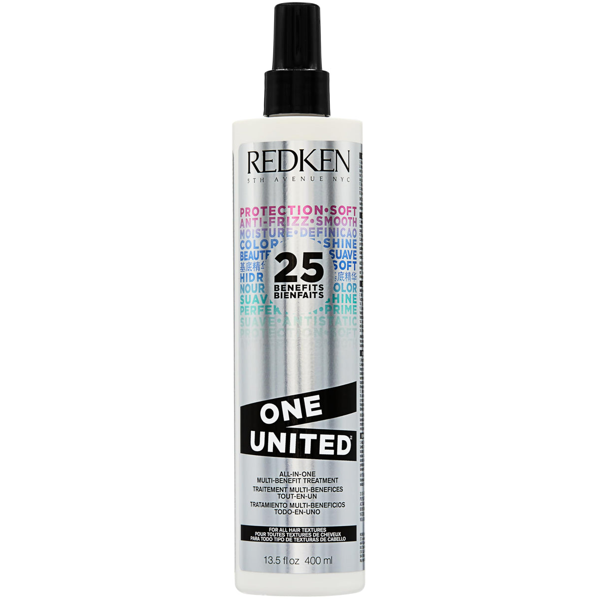 Redken One United Leave In Conditioner, Detangler Spray, Multi-Benefit Hair Treatment, Nourishes, & Smooths Frizz, Heat Protection Spray for Blow Dry & Styling, For All Hair Types, Paraben Free
