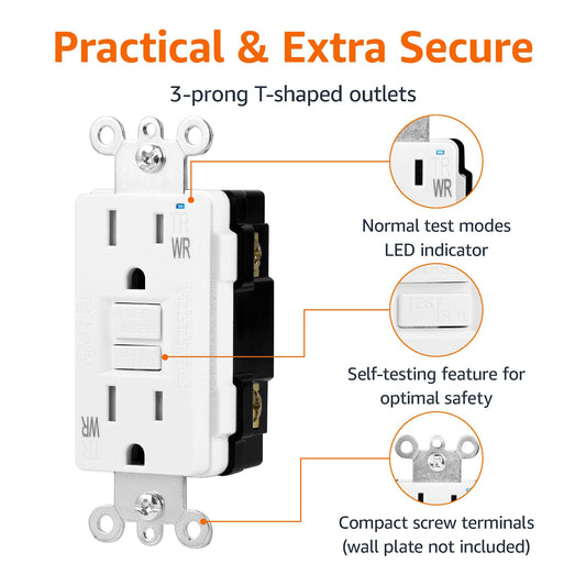 Amazon Basics Weather-Resistant GFCI Receptacle with LED Indicator, 15 Amp
