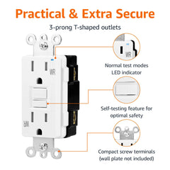 Amazon Basics Weather-Resistant GFCI Receptacle with LED Indicator, 15 Amp