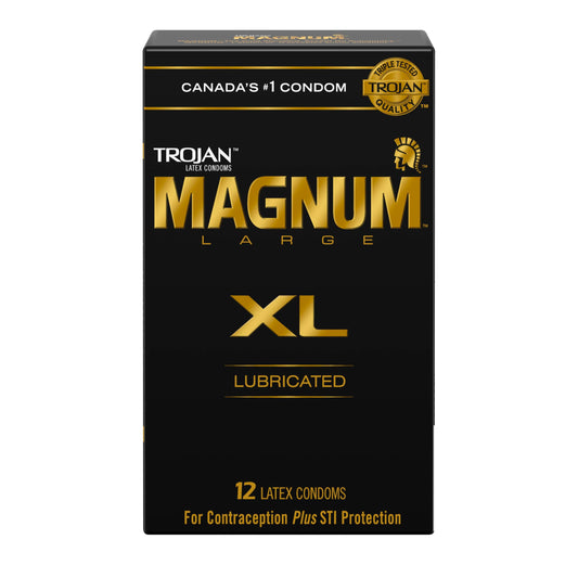 TROJAN Magnum XL Extra Large Size Lubricated Latex Condoms, 12 Count