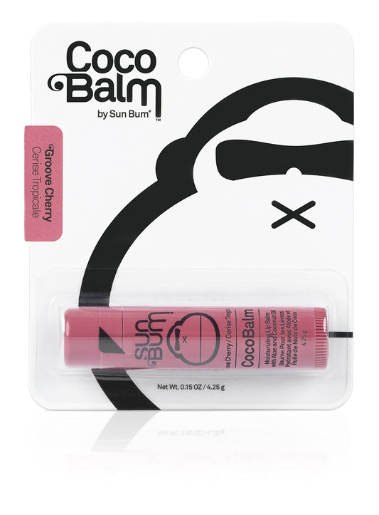 Sun Bum Groove Cherry Lip Balm - Hydrating with Aloe & Coconut Oil - Vegan - 4.25g