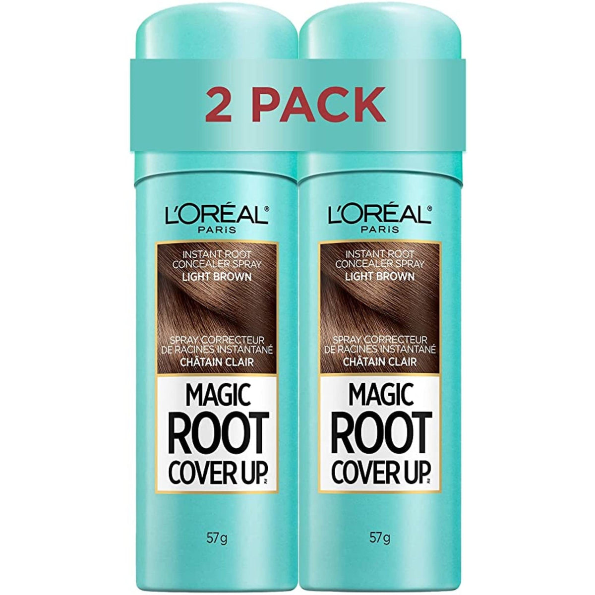 L'Oréal Paris Magic Root Cover Up Root Touch Up, Temporary Hair Dye, Light Brown Hair Dye, Hair Root Touch Up for Thinning Hair, Grey Coverage, Pack of 2 Hair Dye