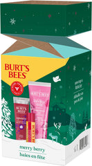 Burt’s Bees Merry Berry Holiday Gift Set with Pomegranate Moisturizing Lip Balm, Berry Sorbet Squeezy Tinted Balm and Wild Rose and Berry Hand Cream, Christmas Gifts, Stocking Stuffer