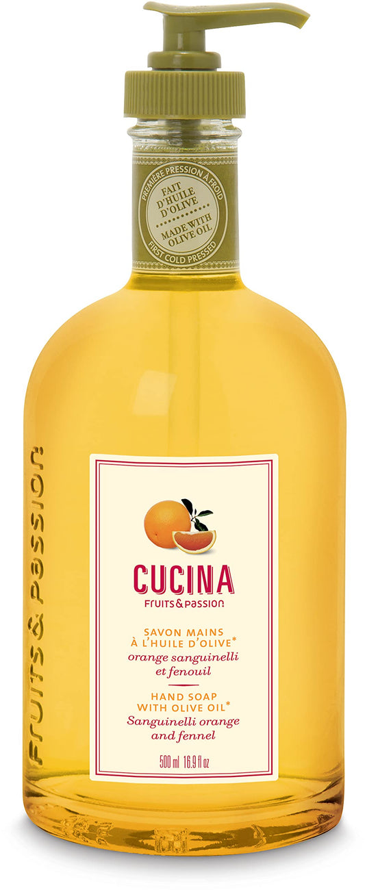 Cucina Hand Soap with Olive Oil by Fruits & Passion - Sanguinelli Orange and Fenouil - 500 ml