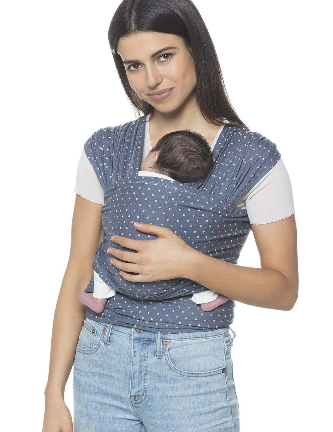 Ergobaby Aura Baby Wrap Carrier, Newborn to 25 lbs (0-36 Months), Coral Dots (WLACRLDOT)
