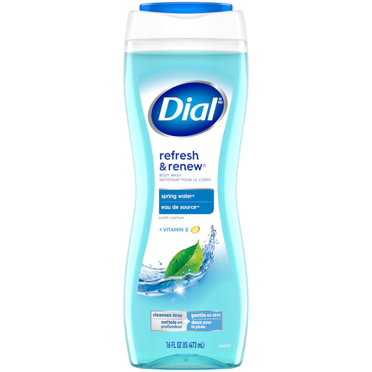Dial Spring Water Hydrating Body Wash, 473ml, Dermatologist Tested, Free from Silicones, Parabens, Phthalates, SLES/SLS, Pack of 1