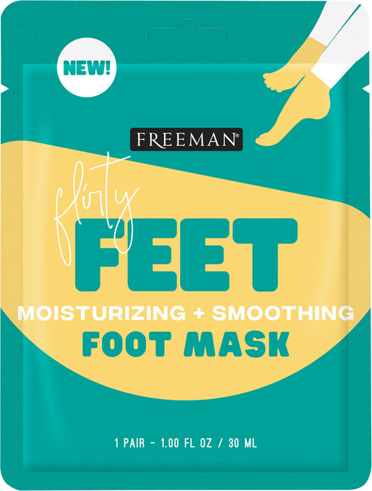 Freeman Flirty Feet Mask, Moisturizing + Soothing Foot Sheet Mask, Foot Care for Dry Feet, 1 Count, 1 Pair, 1.00 fl oz/80 mL