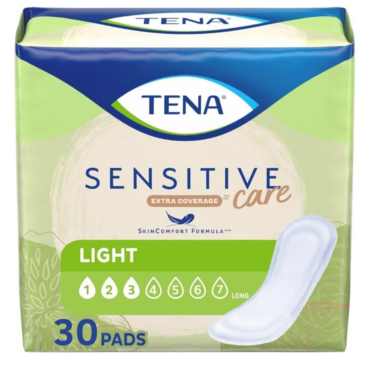 TENA Sensitive Care Ultra Thin Incontinence Pads For Women, Light Absorbency, Regular Length, 30 Count(Packaging may vary)