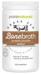 Prairie Naturals Beef Bone Broth Powder – Unflavoured & No Added Seasonings – Rich Collagen Protein, Easy to Digest & Gut Friendly – Easy to Mix – No MSG, No Preservatives – Gluten-Free, Dairy-Free – 300 g