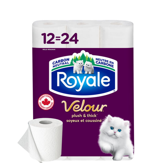 Royale Velour Toilet Paper, 12 Equal 24 Rolls, 142 Bathroom Tissues per roll