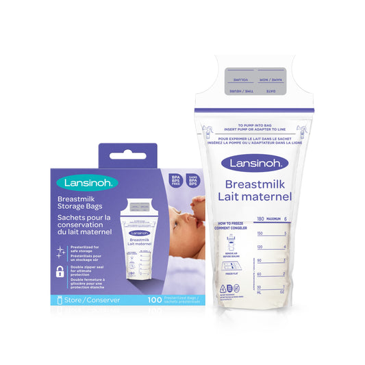 Lansinoh Breastmilk Storage Bags, 100 Count, Baby Essentials, Fast Freeze & Thaw Breast Milk Bags for Baby Bottle Feeding, Superior Strength & Stretch, 6 Ounce